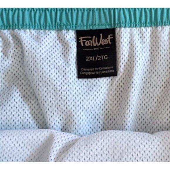 Far West Swim Shorts Mens Turquoise Drawstring 2XL Elastic Waist Pocket Lining - Picture 9 of 10